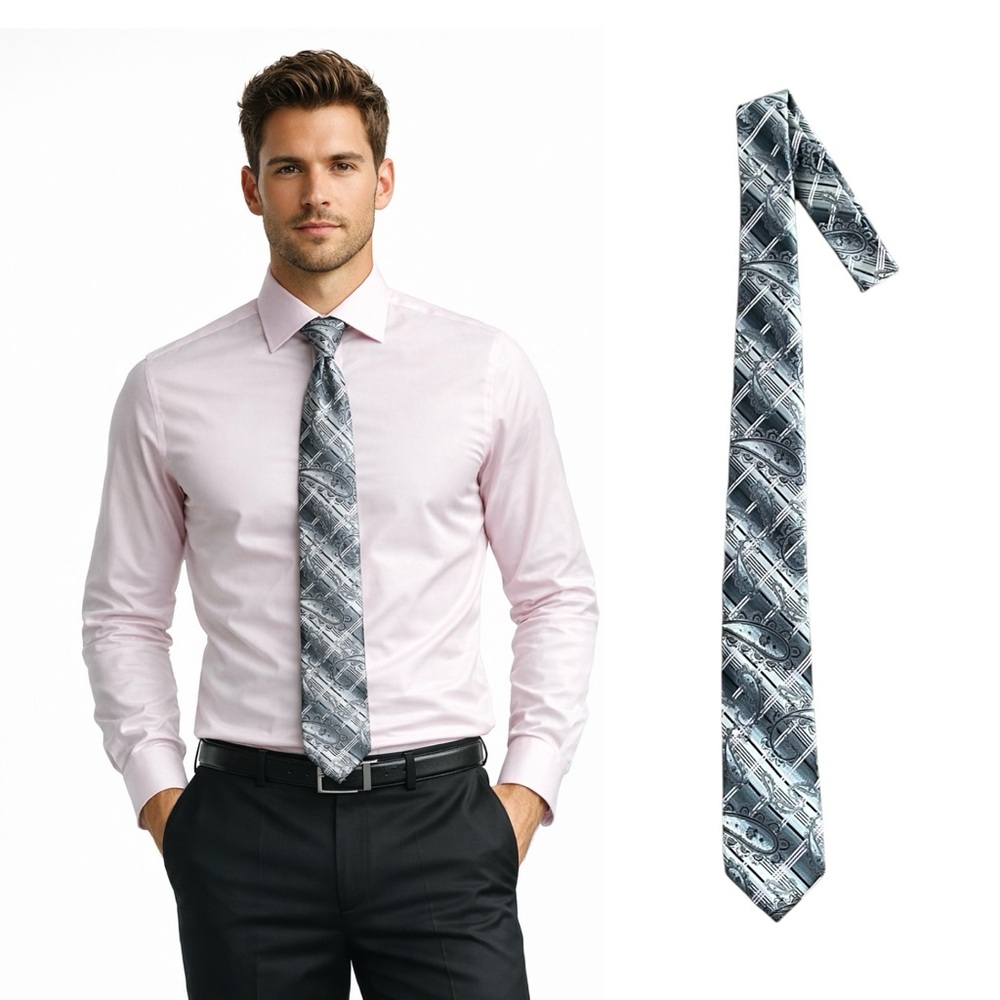 Elegant Gray Patterned Tie
🔥% bundle of 3, 5, 10, 15 or 20 ties